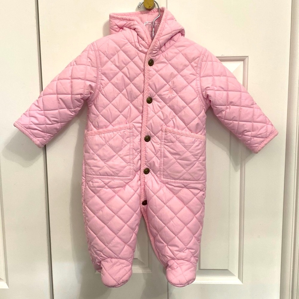 Ralph Lauren Baby Girl Hooded Barn Bunting Snowsuit Light Pink Size 6Months - Picture 3 of 8